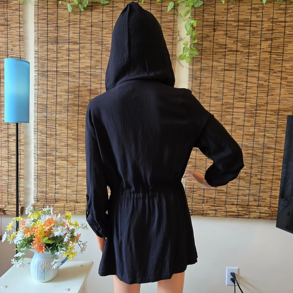 Love Tree Retro Goth Zip Up Hooded Tab Sleeve Dress Or Jacket